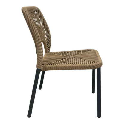 Καρέκλα Αλουμινίου Norture Στοιβαζόμενη Ανθρακί Σκελετός-PE Rattan σε Φυσική Απόχρωση 45x63x82