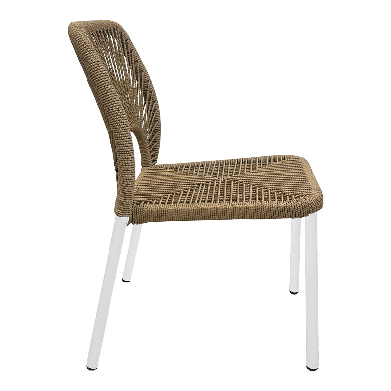 Καρέκλα Αλουμινίου Norture Στοιβαζόμενη Λευκός Σκελετός-PE Rattan σε Φυσική Απόχρωση 45x63x82