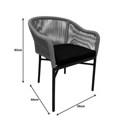 Πολυθρόνα Αλουμινίου Legana Στοιβαζόμενη Ανθρακί Σκελετός - Rattan 56x66x82