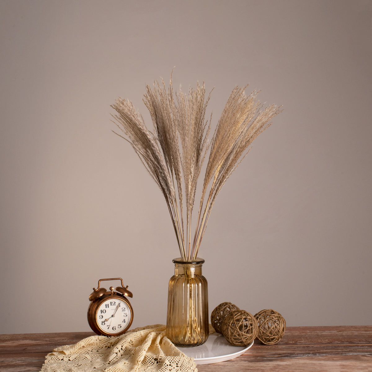 MISCANTHUS 36535 Αποξηραμένο Διακοσμητικό Μπουκέτο Μίσχανθος - Μπεζ - Μ20 x Π20 x Υ60 - Πακέτο 20 Τεμαχίων