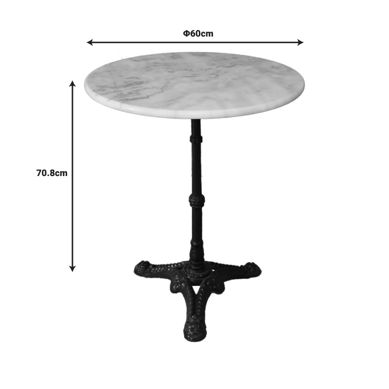 Τραπέζι Μαρμάρινο Ancara Μαντέμι σε Λευκή-Μαύρη Απόχρωση Φ60x70.8