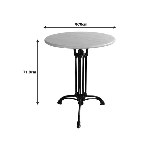 Τραπέζι Μαρμάρινο Bastile Μαντέμι σε Λευκή-Μαύρη Απόχρωση Φ70x71.8