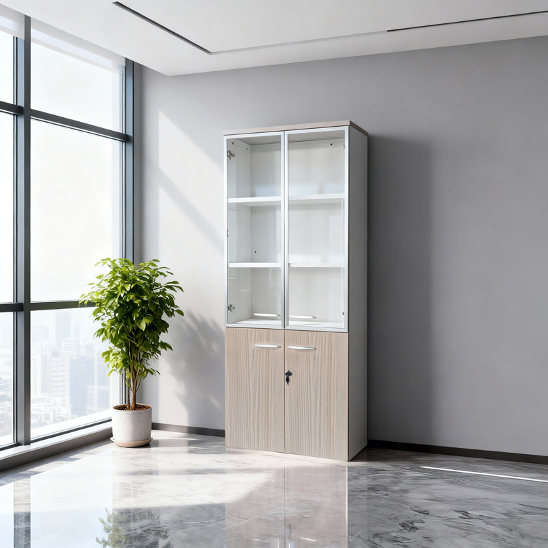 Office Cabinet with Glass Doors Armadi Sonoma-White 80x40x200