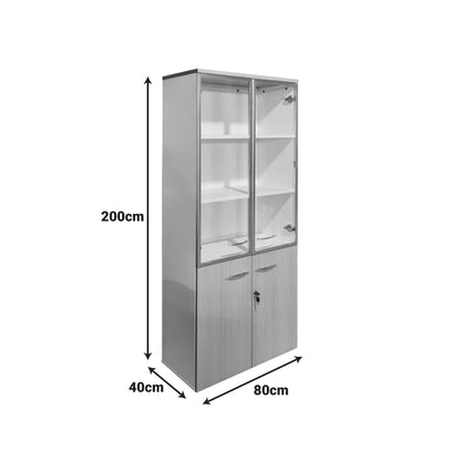 Office Cabinet with Glass Doors Armadi Sonoma-White 80x40x200