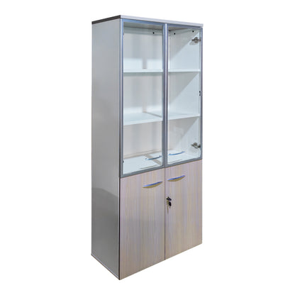 Office Cabinet with Glass Doors Armadi Sonoma-White 80x40x200