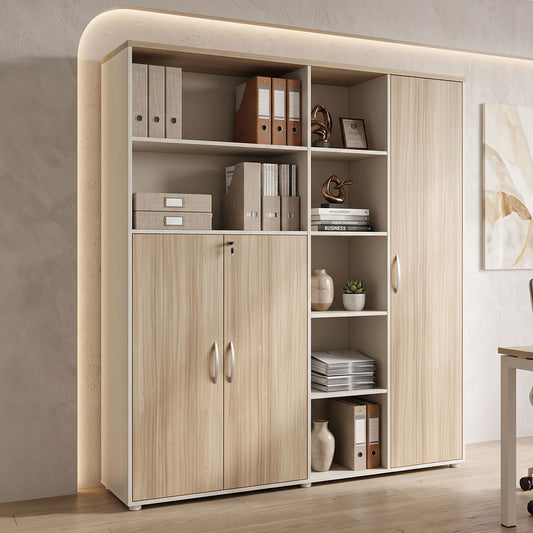 Βιβλιοθήκη Γραφείου Jabari σε Oak-Μπεζ Απόχρωση 160x40x200