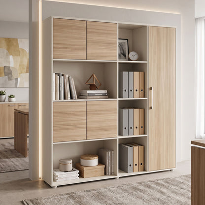 Βιβλιοθήκη Γραφείου Chidi σε Oak-Μπεζ Απόχρωση 160x40x200
