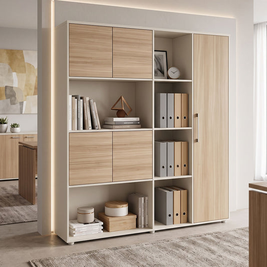 Βιβλιοθήκη Γραφείου Chidi σε Oak-Μπεζ Απόχρωση 160x40x200