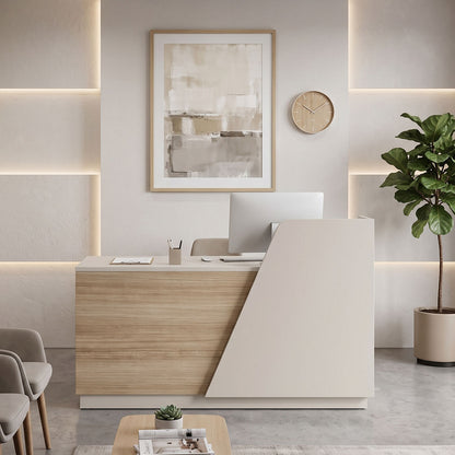 Γραφείο Reception Kalu σε Oak-Μπεζ Απόχρωση 160x60x105