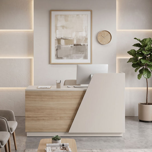 Γραφείο Reception Kalu σε Oak-Μπεζ Απόχρωση 160x60x105