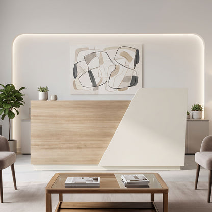 Γραφείο Reception Kalu σε Oak-Μπεζ Απόχρωση 180x60x105
