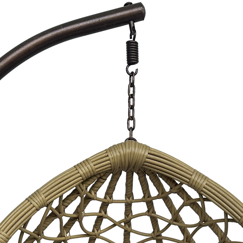 Κούνια Φωλιά με Βάση Lyere Μέταλλο Καφέ-PE Rattan σε Μπεζ Απόχρωση 120x108x195