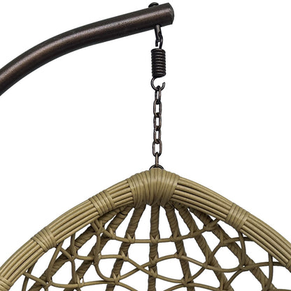 Κούνια Φωλιά με Βάση Lyere Μέταλλο Καφέ-PE Rattan σε Μπεζ Απόχρωση 120x108x195