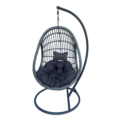 Κούνια Φωλιά με Βάση Cungo Μέταλλο - PE Rattan σε Γκρι Απόχρωση 125x105x195