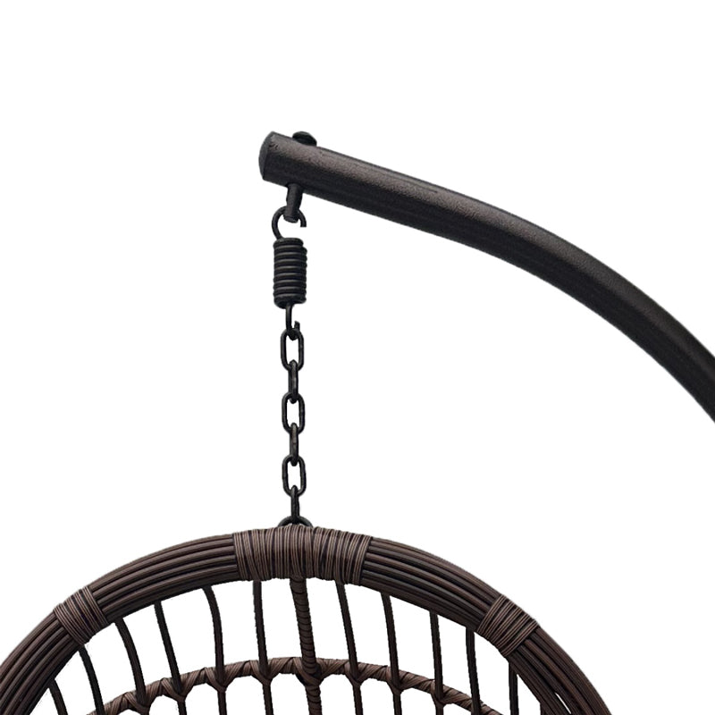 Κούνια Φωλιά με Βάση Cungo Μέταλλο Καφέ - PE Rattan Καφέ με Μπεζ Μαξιλάρι 125x105x195