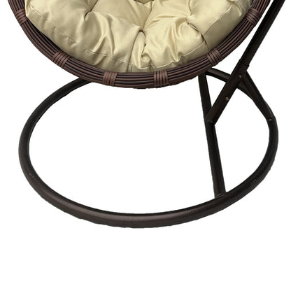 Κούνια Φωλιά με Βάση Cungo Μέταλλο Καφέ - PE Rattan Καφέ με Μπεζ Μαξιλάρι 125x105x195