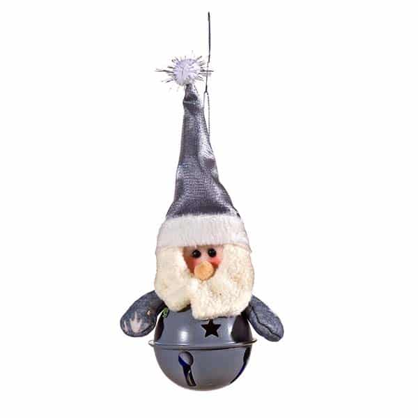 Στολίδι Άγιος Βασίλης Κουδουνάκι Ασημί 20εκ