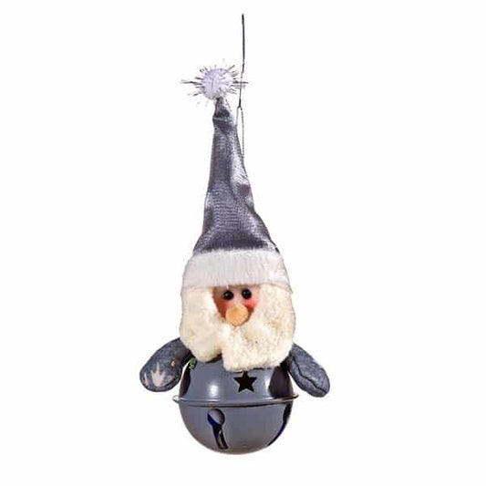 Στολίδι Άγιος Βασίλης Κουδουνάκι Ασημί 20εκ