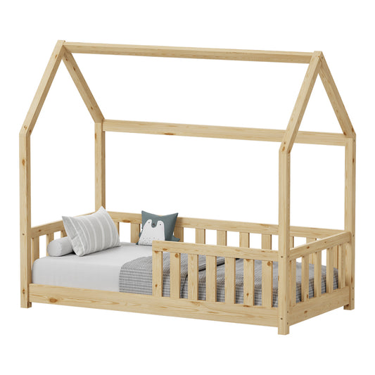 Παιδικό Κρεβάτι Bambie με Κιγκλίδωμα τ.Montessori Ξύλο Πεύκου σε Φυσική Απόχρωση 70x140εκ
