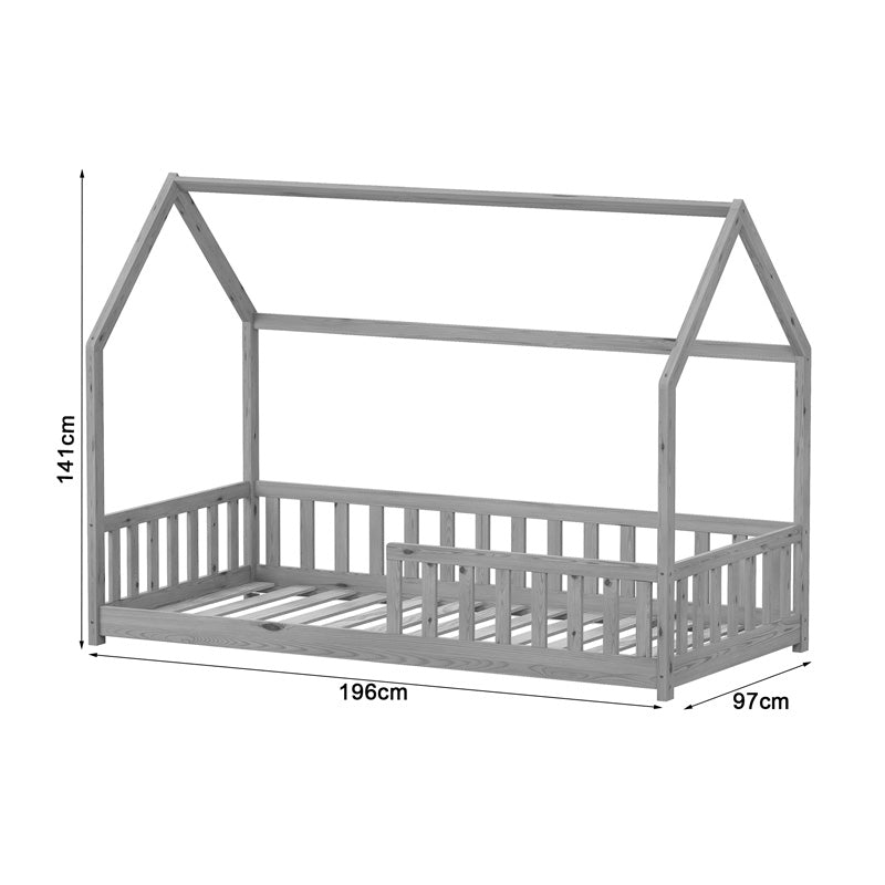 Παιδικό Κρεβάτι Callan τ.Montessori με Κιγκλίδωμα Ξύλο Πεύκου σε Φυσική Απόχρωση 90x190εκ
