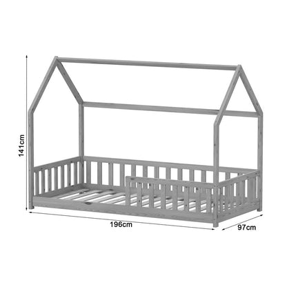 Παιδικό Κρεβάτι Callan τ.Montessori με Κιγκλίδωμα Ξύλο Πεύκου σε Φυσική Απόχρωση 90x190εκ