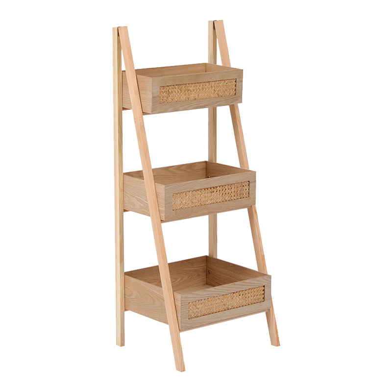 Ραφιέρα Επιδαπέδια 3όροφη Scandy MDF-Rattan σε Φυσική Απόχρωση 44x37x110