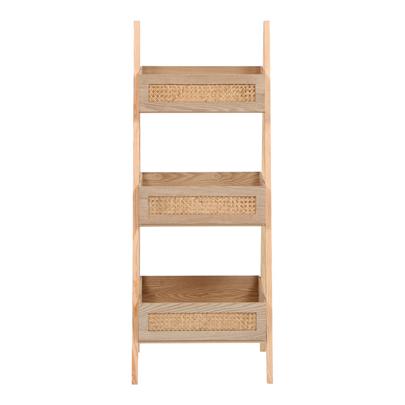 Ραφιέρα Επιδαπέδια 3όροφη Scandy MDF-Rattan σε Φυσική Απόχρωση 44x37x110