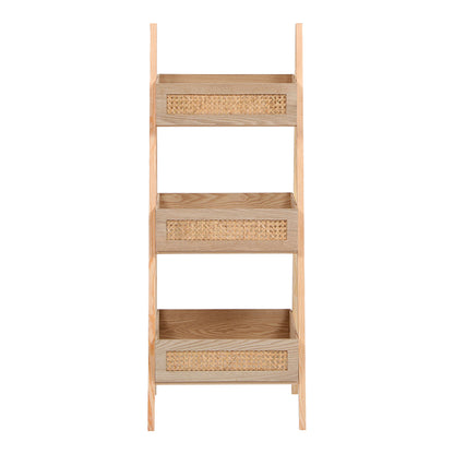 Ραφιέρα Επιδαπέδια 3όροφη Scandy MDF-Rattan σε Φυσική Απόχρωση 44x37x110