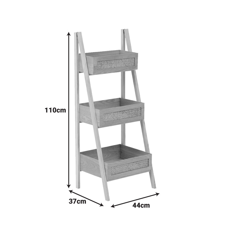 Ραφιέρα Επιδαπέδια 3όροφη Scandy MDF-Rattan σε Φυσική Απόχρωση 44x37x110