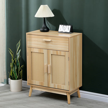 Μπουφές Scandy Ξύλο Πεύκου-Rattan σε Φυσική Απόχρωση 60x30x80