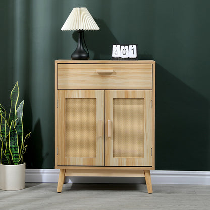 Μπουφές Scandy Ξύλο Πεύκου-Rattan σε Φυσική Απόχρωση 60x30x80