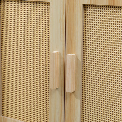 Μπουφές Scandy Ξύλο Πεύκου-Rattan σε Φυσική Απόχρωση 60x30x80