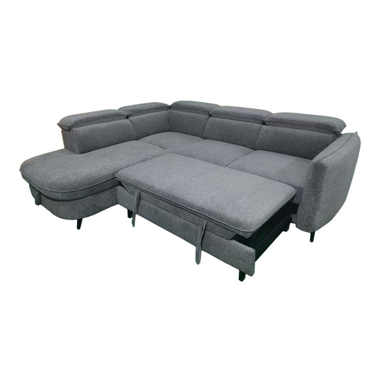 Γωνιακός Καναπές Κρεβάτι Napia Δεξιά Γωνία με Ανθρακί Ύφασμα 249x210x98