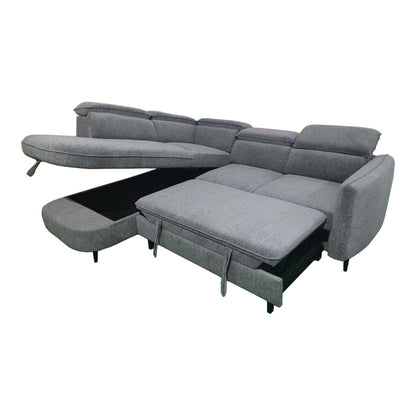 Napia Corner Sofa Bed Right Corner in Anthracite Fabric 249x210x98