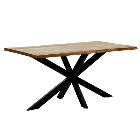 Τραπέζι Miles Μασίφ Ξύλο Ακακίας Πάχους 4εκ σε Φυσική Απόχρωση με Μαύρα Μεταλλικά Πόδια 180x90x76