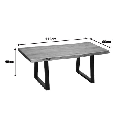 Τραπέζι Σαλονιού Miles Μασίφ Ξύλο Ακακίας Πάχους 3.7-4εκ σε Καρυδί Απόχρωση με Μαύρα Μεταλλικά Πόδια 115x60x45