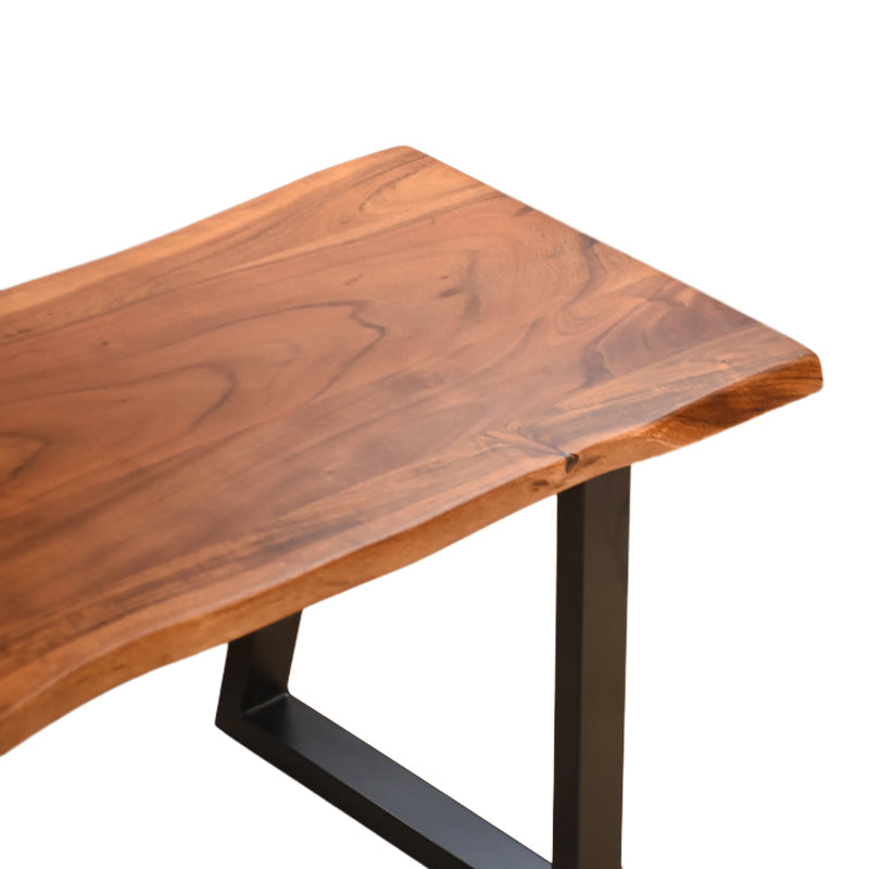 Παγκάκι Miles Slim Μασίφ Ξύλο Ακακίας σε Καρυδί Απόχρωση με Μαύρα Μεταλλικά Πόδια 160x40x45