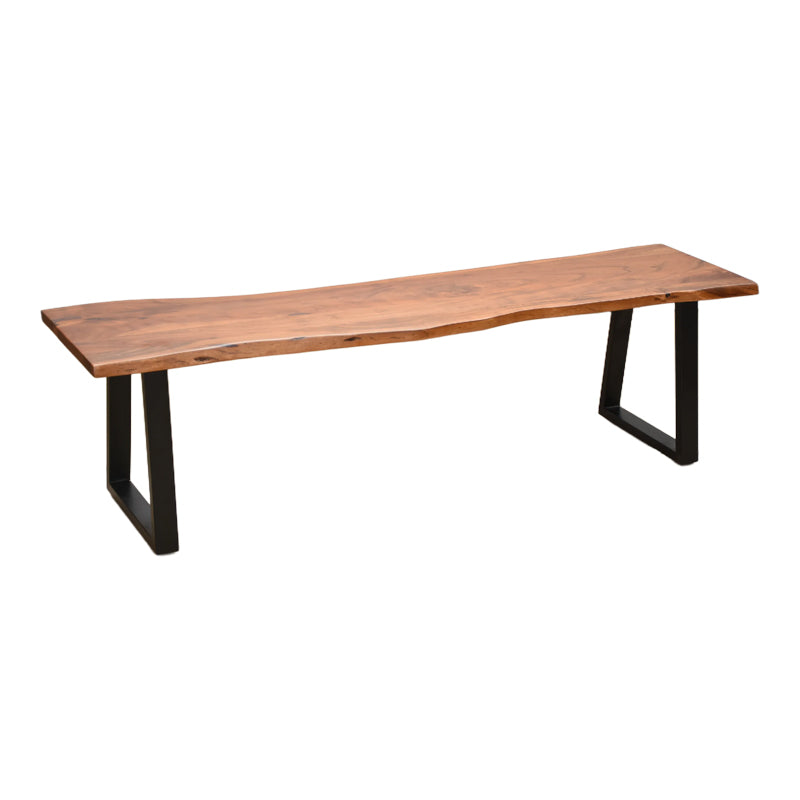 Παγκάκι Miles Slim Μασίφ Ξύλο Ακακίας σε Καρυδί Απόχρωση με Μαύρα Μεταλλικά Πόδια 160x40x45