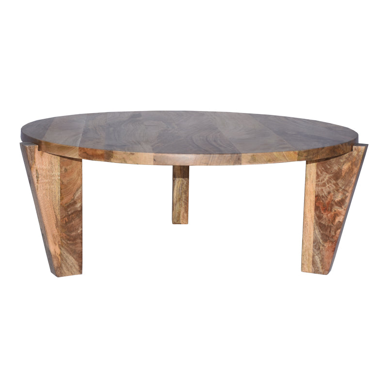 Japandi Mango Wood Coffee Table in Natural Colour Ø90x35