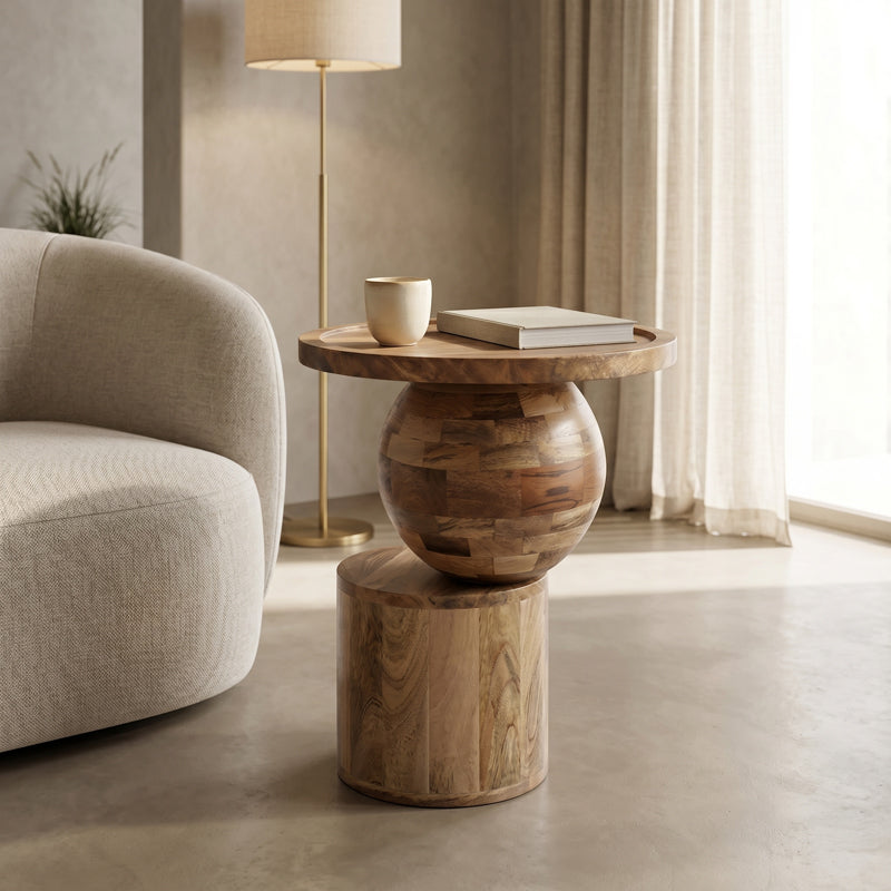 Senby Auxiliary Table Walnut Mango Wood Φ40x50
