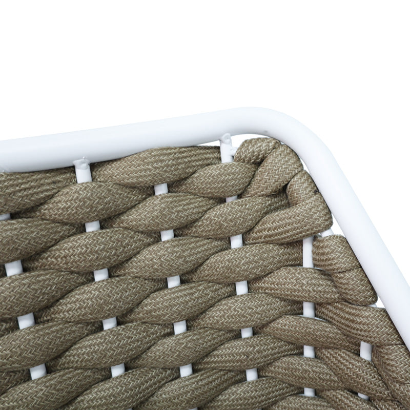 Πολυθρόνα Αλουμινίου Ortegia Στοιβαζόμενη με Λευκό Σκελετό- Χακί Σχοινί 57x62x82