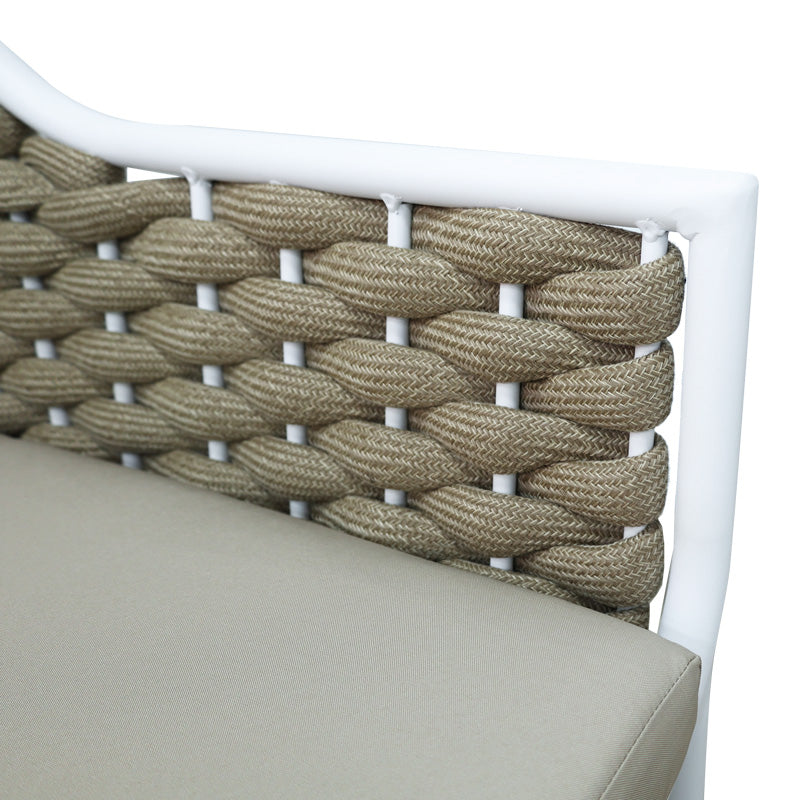 Πολυθρόνα Αλουμινίου Ortegia Στοιβαζόμενη με Λευκό Σκελετό- Χακί Σχοινί 57x62x82