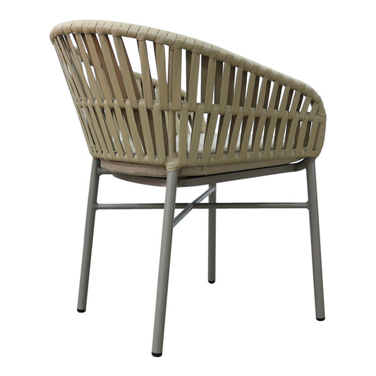 Πολυθρόνα Αλουμινίου-PE Σχοινί Frama Στοιβαζόμενη σε Καφέ Απόχρωση και Μαξιλάρι 57x60x78