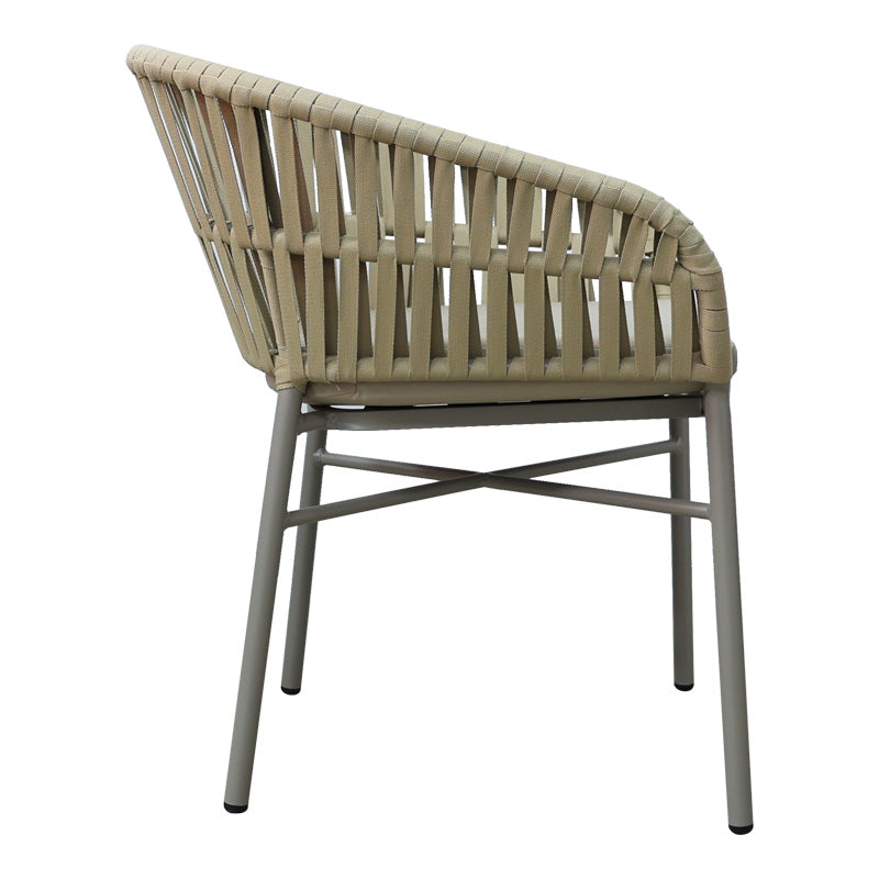 Πολυθρόνα Αλουμινίου-PE Σχοινί Frama Στοιβαζόμενη σε Καφέ Απόχρωση και Μαξιλάρι 57x60x78