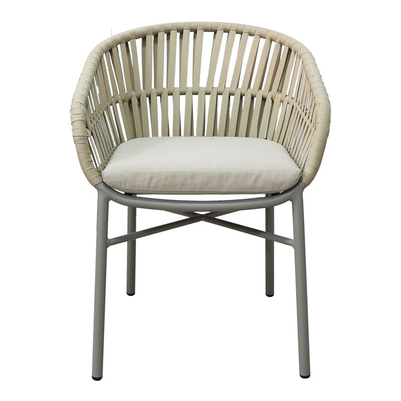 Πολυθρόνα Αλουμινίου-PE Σχοινί Frama Στοιβαζόμενη σε Καφέ Απόχρωση και Μαξιλάρι 57x60x78