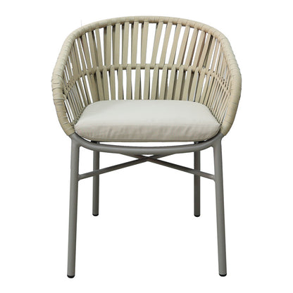 Πολυθρόνα Αλουμινίου-PE Σχοινί Frama Στοιβαζόμενη σε Καφέ Απόχρωση και Μαξιλάρι 57x60x78