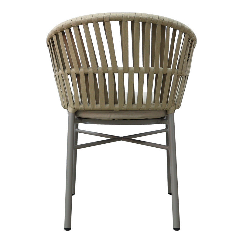 Πολυθρόνα Αλουμινίου-PE Σχοινί Frama Στοιβαζόμενη σε Καφέ Απόχρωση και Μαξιλάρι 57x60x78