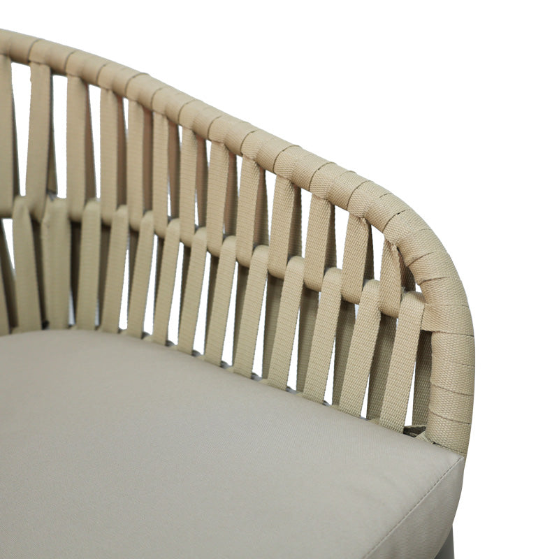 Πολυθρόνα Αλουμινίου-PE Σχοινί Frama Στοιβαζόμενη σε Καφέ Απόχρωση και Μαξιλάρι 57x60x78