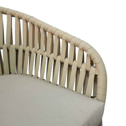 Πολυθρόνα Αλουμινίου-PE Σχοινί Frama Στοιβαζόμενη σε Καφέ Απόχρωση και Μαξιλάρι 57x60x78