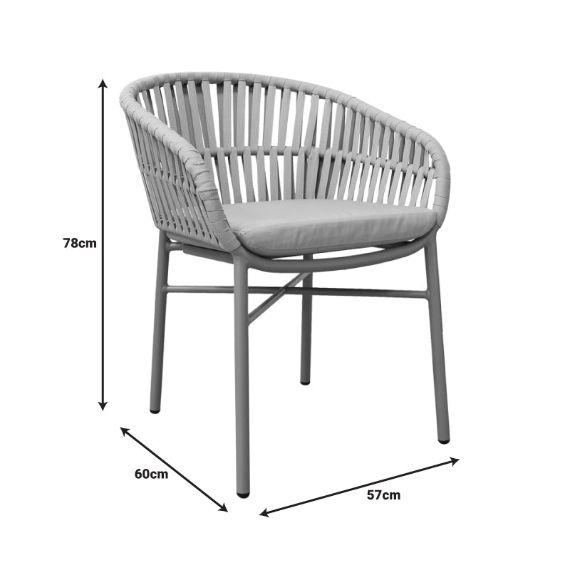 Πολυθρόνα Αλουμινίου-PE Σχοινί Frama Στοιβαζόμενη σε Καφέ Απόχρωση και Μαξιλάρι 57x60x78